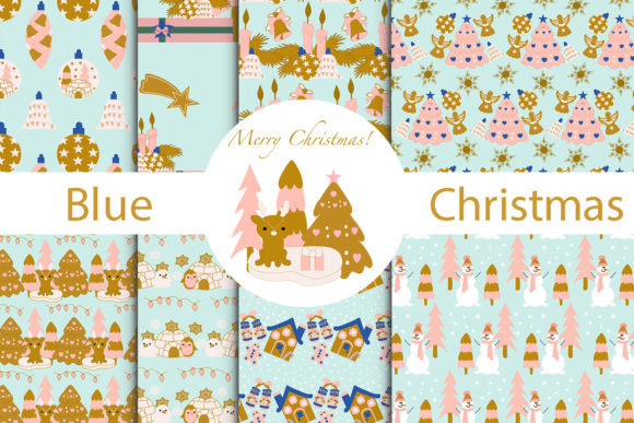 Blue Christmas Collection Illustrations for Handmade Creations