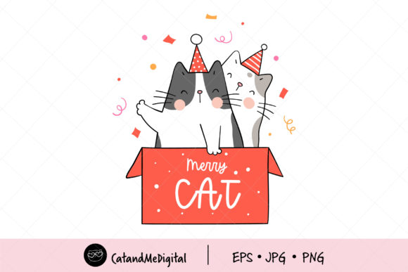 Cat in Christmas Gift Box Illustration Review