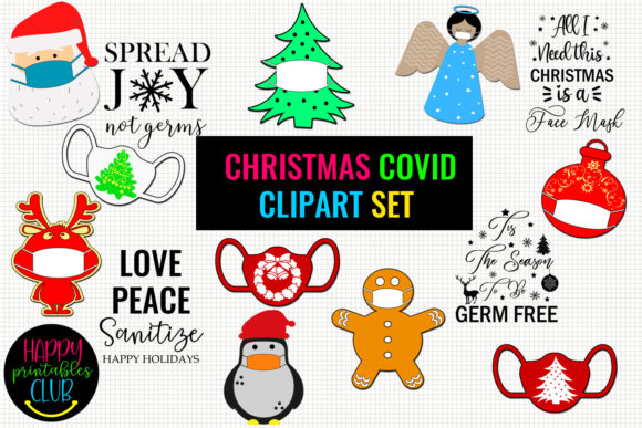 Christmas COVID Clipart Set for Digital Sellers