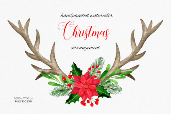 Christmas Floral Arrangement Illustrations for Digital Selling