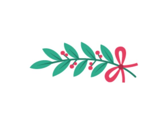 Christmas Illustration Green Leaf for Website and Editorial Design