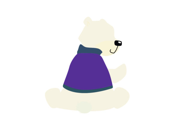 Christmas Illustration White Polar Bear for Handmade Creations