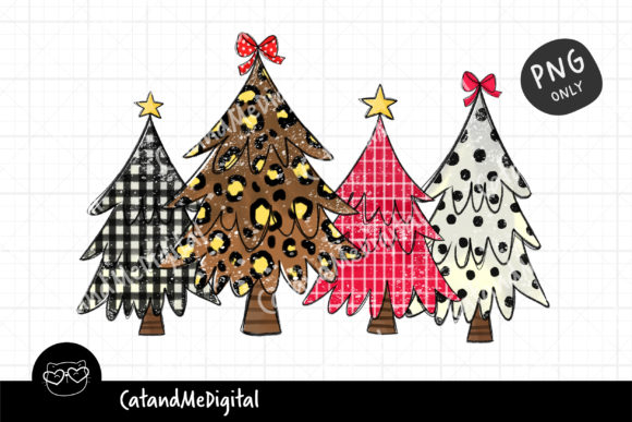 Christmas Tree Sublimation Digital Illustrations