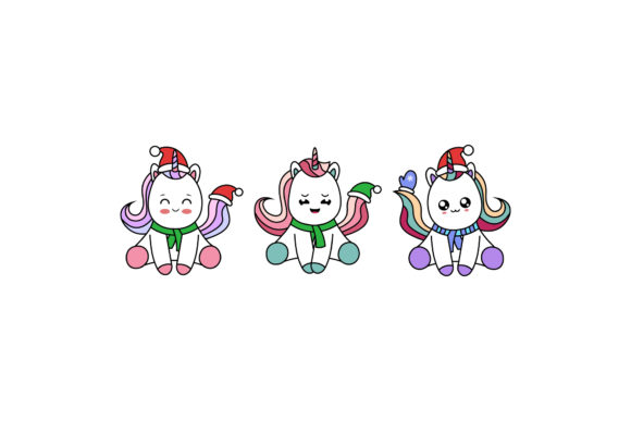 Christmas Unicorn Illustration Set for Website and Editorial Use