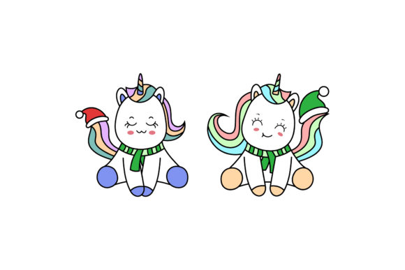 Christmas Unicorn Vector Designs Set