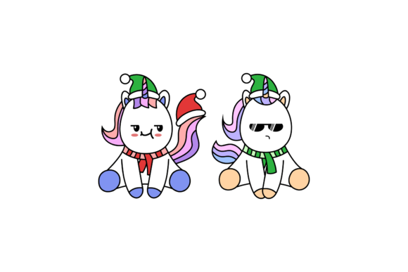 Christmas Unicorns Vector Design Set