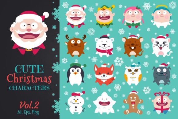 Cute Flat Christmas Characters Vol.2 Illustrations