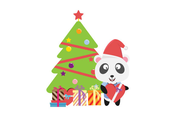 Cute Panda Cartoon on Christmas Illustration