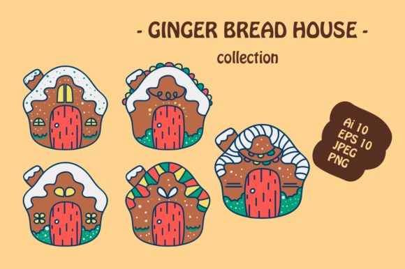 Ginger Bread House Christmas Icon Illustrations