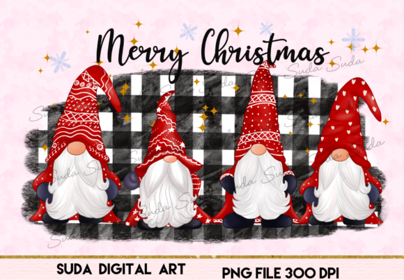 Happy Cute Gnomes Christmas Sublimation Illustrations