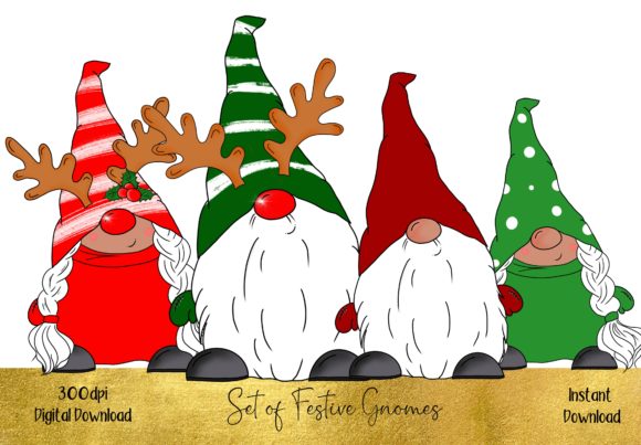 Huge Bundle of Christmas Gnomes Illustrations
