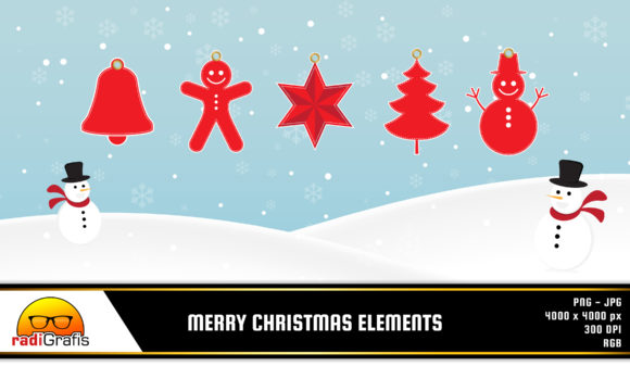 Merry Christmas Elements Clip Art Illustrations